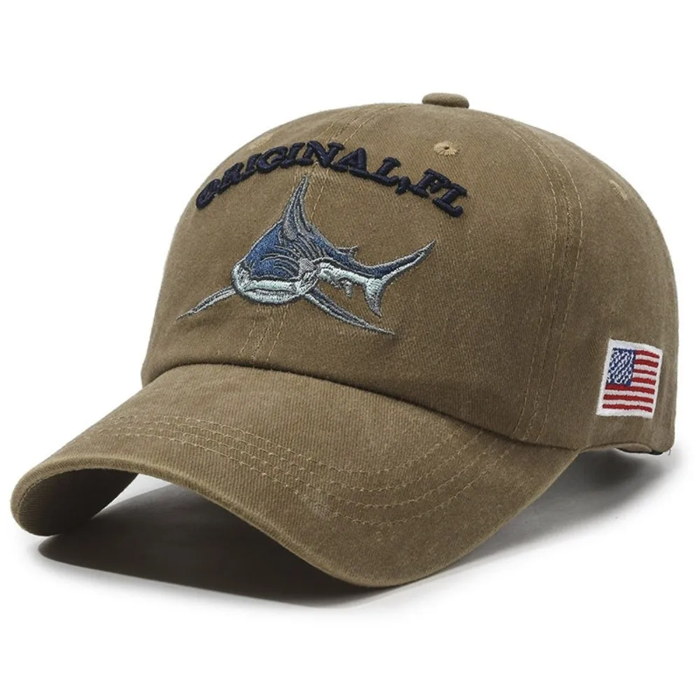 Washed Cotton Shark Embroidered Baseball Cap Hip Hop Adjustable Outdoor Fishing Hat Sunscreen American Flag Patch
Washed Cotton Shark Embroidered Baseball Cap Hip Hop Adjustable Outdoor Fishing Hat Sunscreen American Flag Patch