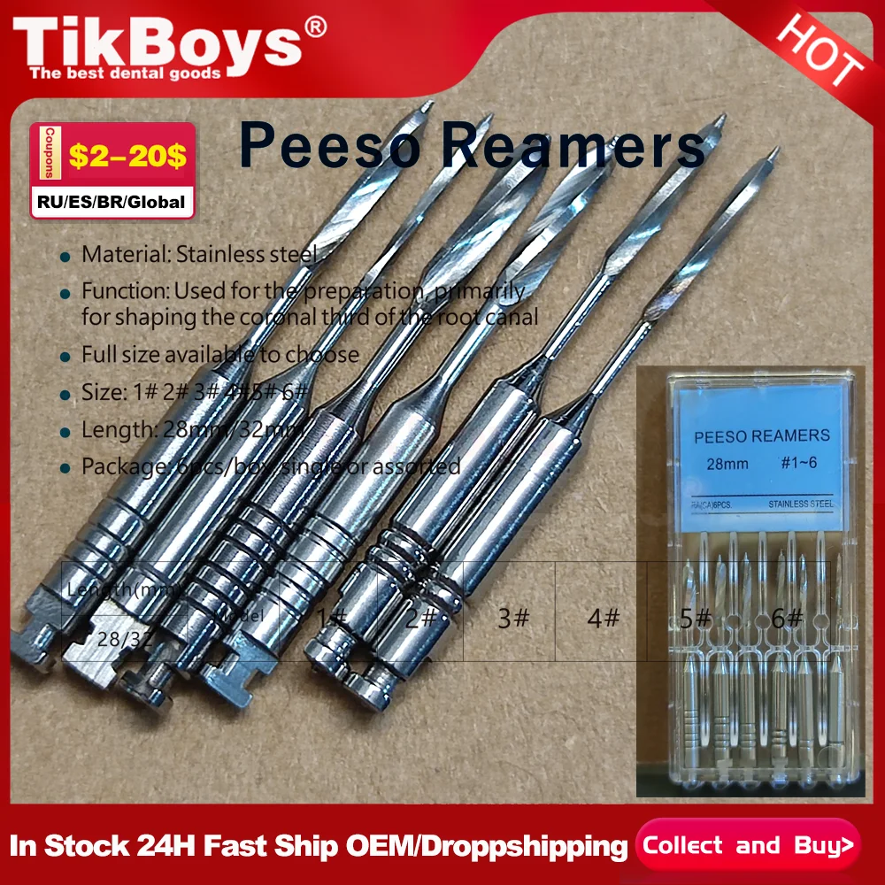 1 Pack(6pcs) Dental Peeso Reamer Gates Drills 28mm 32mm 1# Endodontic Reamers Drill Burs Endo Files Dentist Materials Engine Use
1 Pack(6pcs) Dental Peeso Reamer Gates Drills 28mm 32mm 1# Endodontic Reamers Drill Burs Endo Files Dentist Materials Engine Use