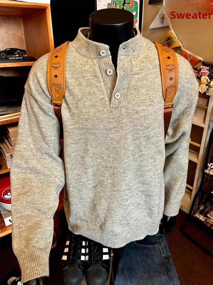Мужской вязаный свитер в американском ретро-стиле с воротником-стойкой, утепленный, для зимнего отдыха, базовый слой, верхняя одежда
Мужской вязаный свитер в американском ретро-стиле с воротником-стойкой, утепленный, для зимнего отдыха, базовый слой, верхняя одежда