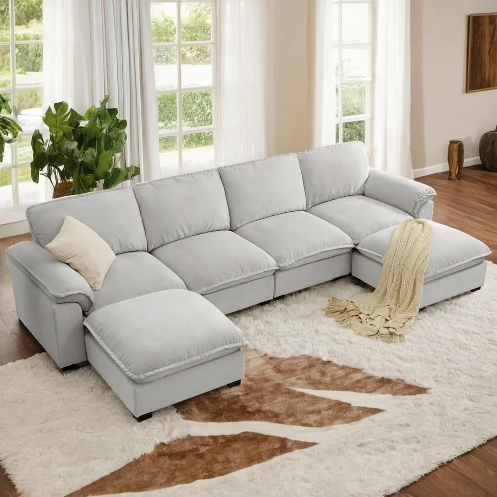 129" Modular Sectional Sofa with Reversible Chaise & Padded Armrests Deep Seat Cloud Couch Sectional Couches for Living Room Sof
129" Modular Sectional Sofa with Reversible Chaise & Padded Armrests Deep Seat Cloud Couch Sectional Couches for Living Room Sof