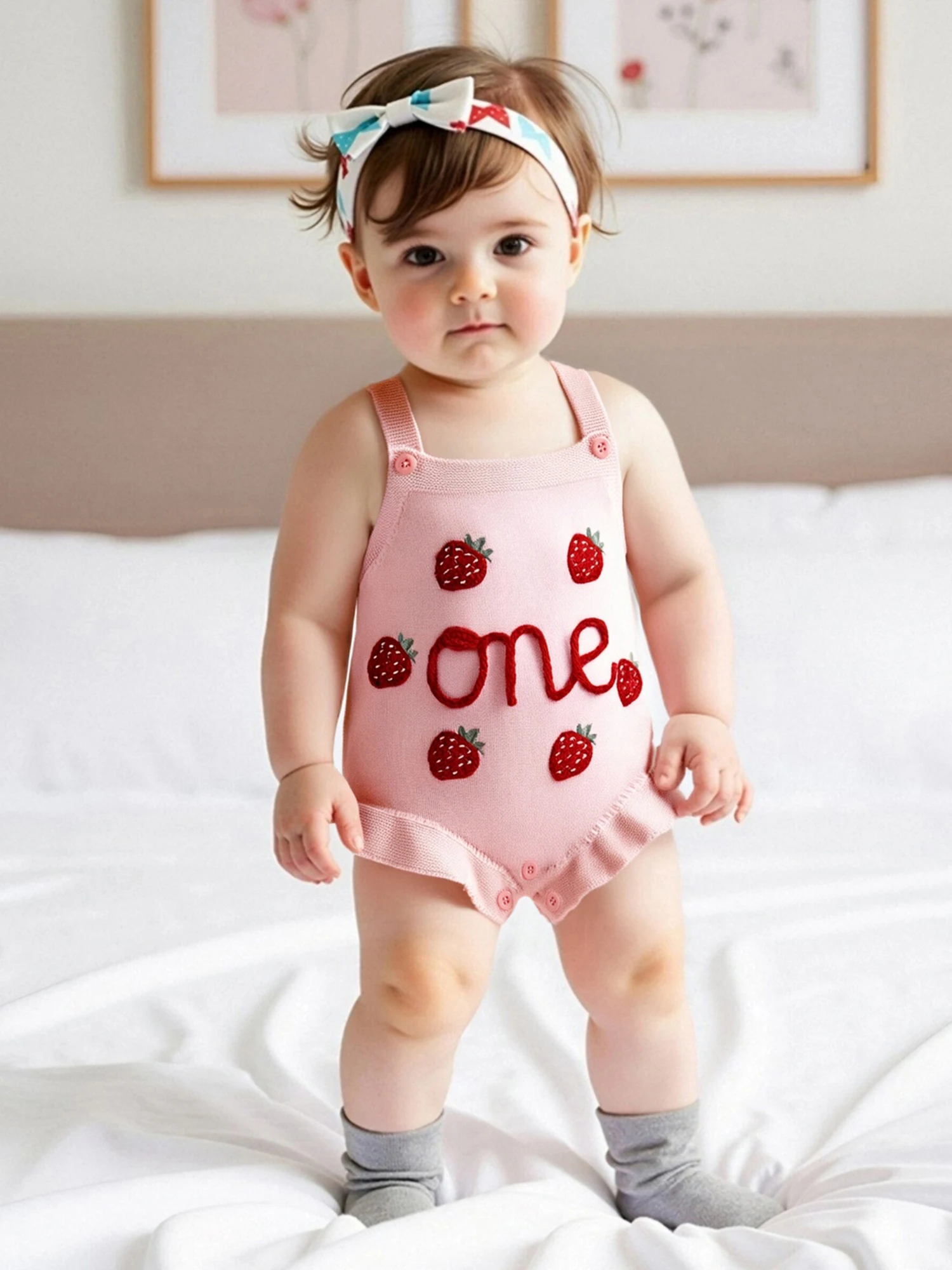 Cute Toddler Floral Print Sleeveless Romper with Bowknot Detail and Ruffled Trim for Summer 1st Birthday Party
Cute Toddler Floral Print Sleeveless Romper with Bowknot Detail and Ruffled Trim for Summer 1st Birthday Party