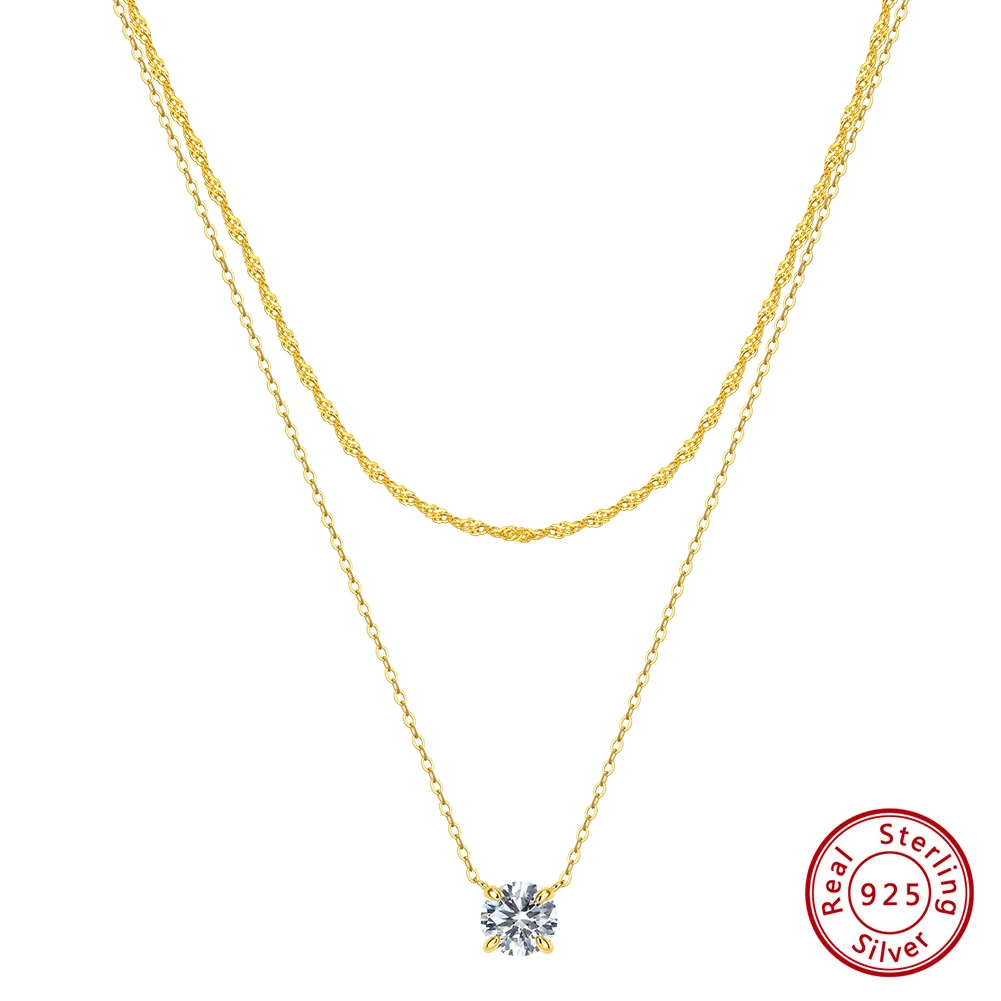 KISS MANDY Delicate Layered Chain Necklace 925 Sterling Silver Shiny Zircon Pendant Women's Casual Chic Jewelry Summer BQN45
KISS MANDY Delicate Layered Chain Necklace 925 Sterling Silver Shiny Zircon Pendant Women's Casual Chic Jewelry Summer BQN45