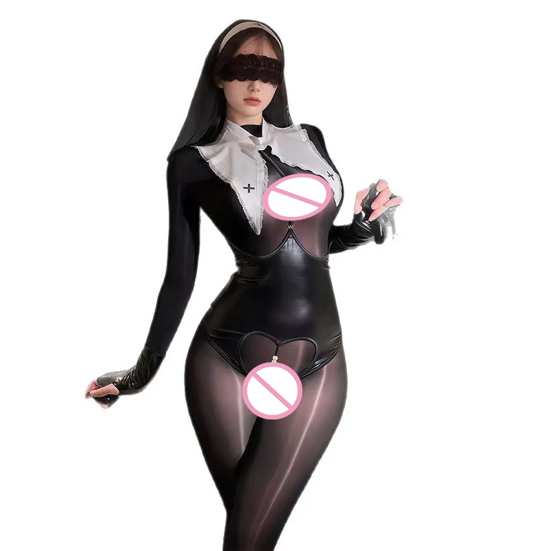 New Women's Halloween Church Nun Uniform Cosplay Costumes Black With Bodystockings Jumpsuit For Nightclub Maid Role Play Sets
New Women's Halloween Church Nun Uniform Cosplay Costumes Black With Bodystockings Jumpsuit For Nightclub Maid Role Play Sets