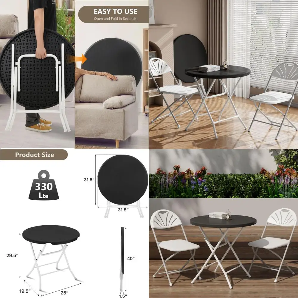 Portable 31.5 Heavy-Duty Plastic Round Folding Table with Carry Handle, Ideal for Parties, Weddings, Camping, and Outdoor Events
Portable 31.5 Heavy-Duty Plastic Round Folding Table with Carry Handle, Ideal for Parties, Weddings, Camping, and Outdoor Events