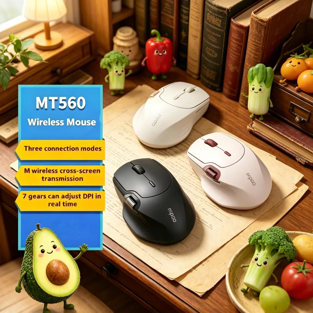 Rapoo MT560 Mouse 3mode Wireless Mice Ultra-chic Ergonomic Hall Magnetic Induction Knob Cross Screen Vivid Glossy Premium
Rapoo MT560 Mouse 3mode Wireless Mice Ultra-chic Ergonomic Hall Magnetic Induction Knob Cross Screen Vivid Glossy Premium