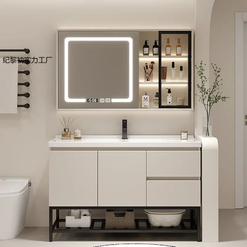 Современный туалетный столик для ванной комнаты с комбинированным набором раковины, современный шкаф для хранения вещей с мягкой закрывающейся дверью и 3 ящиками, каркас из массива дерева
Современный туалетный столик для ванной комнаты с комбинированным набором раковины, современный шкаф для хранения вещей с мягкой закрывающейся дверью и 3 ящиками, каркас из массива дерева