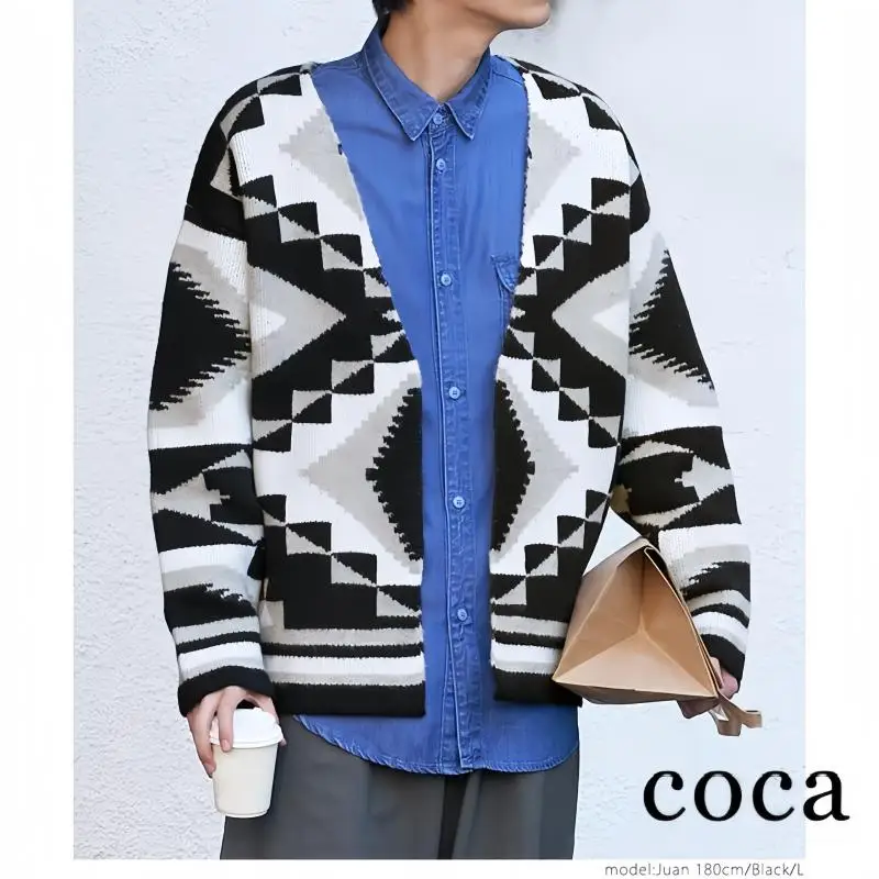 Ретро-кардиган в стиле Cityboy с индейским узором Навахо, оверсайз, с длинными рукавами, вязаный, свободного кроя, повседневный стиль, из смесового полиэстера, зимний
Ретро-кардиган в стиле Cityboy с индейским узором Навахо, оверсайз, с длинными рукавами, вязаный, свободного кроя, повседневный стиль, из смесового полиэстера, зимний
