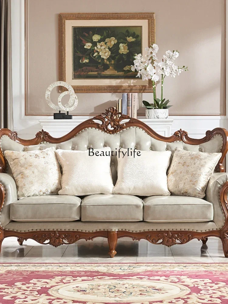 LJY*solid wood leather sofa luxury engraving 123 high-end whole house custom American style
LJY*solid wood leather sofa luxury engraving 123 high-end whole house custom American style