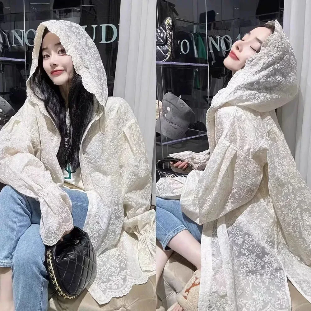 Summer White Lace Jacket Women Casual Solid Color Coat Holiday Cardigan Lace Embroidery Hooded Sunscreen Clothing Ladies Elegant
Summer White Lace Jacket Women Casual Solid Color Coat Holiday Cardigan Lace Embroidery Hooded Sunscreen Clothing Ladies Elegant