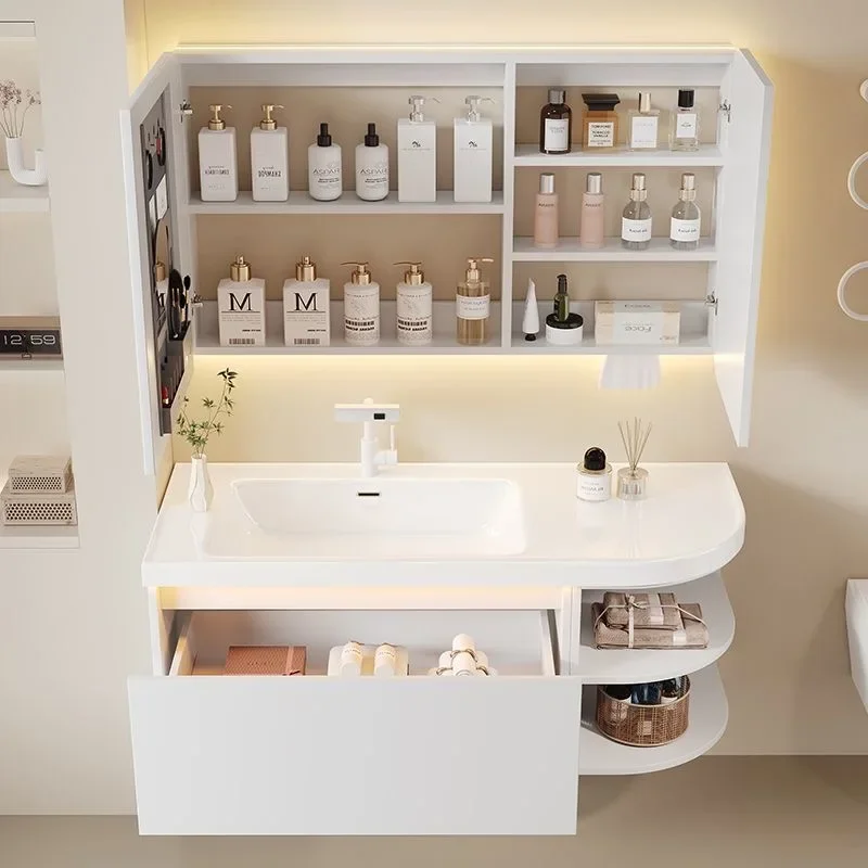 Bathroom Vanity Ceramic Sink Curved Round Integrated Basin Bathroom Cabinet White Solid Wood with Sink Set, Bathroom Furniture
Bathroom Vanity Ceramic Sink Curved Round Integrated Basin Bathroom Cabinet White Solid Wood with Sink Set, Bathroom Furniture