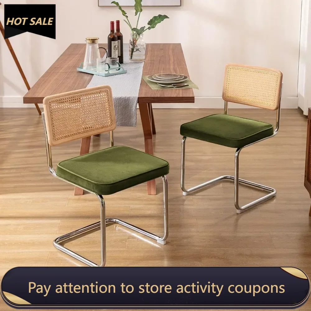 Mid Century Modern Dining Chairs Set of 2 Dinning Chair Velvet Accent Chairs With Natural Cane Back & Stainless Chrome Base Room
Mid Century Modern Dining Chairs Set of 2 Dinning Chair Velvet Accent Chairs With Natural Cane Back & Stainless Chrome Base Room
