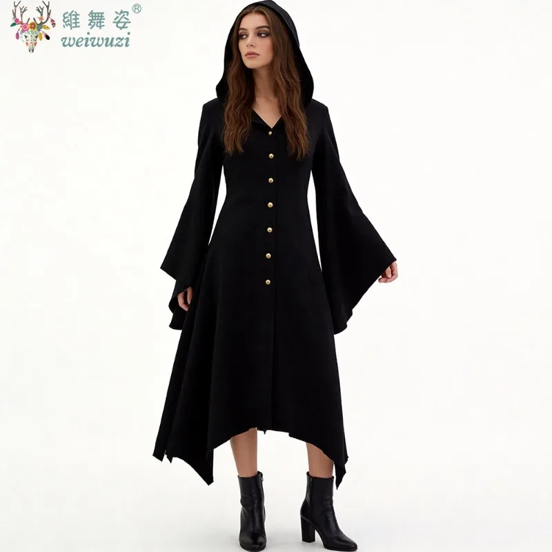 Halloween Gothic Vampire Witch Cosplay Costume Adult Women Black Hooded Dresses Medieval Evil Wizard Stage Perfermance Clothing
Halloween Gothic Vampire Witch Cosplay Costume Adult Women Black Hooded Dresses Medieval Evil Wizard Stage Perfermance Clothing