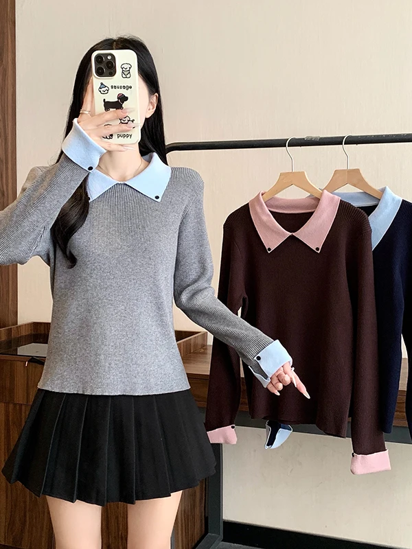 Stylish Large Size Women's Knitted Sweater Collared Patchwork Warmth Youthful Design Autumn Winter Commute Fashion Trend
Stylish Large Size Women's Knitted Sweater Collared Patchwork Warmth Youthful Design Autumn Winter Commute Fashion Trend