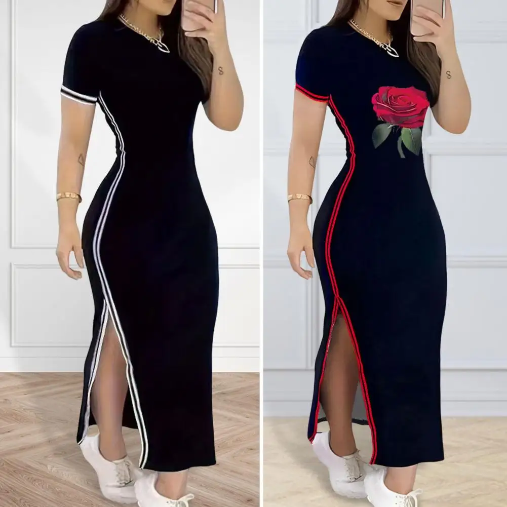 Women Dress Side Slit Slim Fit Short Sleeves Dress Ankle Length Daily Wear Leisure Maxi Dress
Women Dress Side Slit Slim Fit Short Sleeves Dress Ankle Length Daily Wear Leisure Maxi Dress