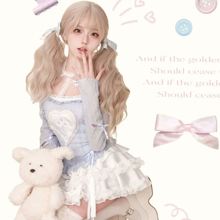 Blue Lace Halter Long Sleeve Bow Slim Fit Tops Women+ Y2k High Waist Ruched White Cake Skirts Summer New Two Piece Sets
Blue Lace Halter Long Sleeve Bow Slim Fit Tops Women+ Y2k High Waist Ruched White Cake Skirts Summer New Two Piece Sets