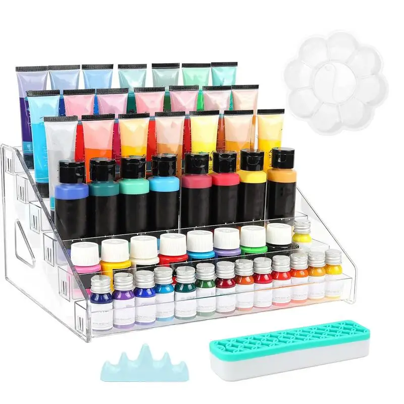 Paint Storage Organizer Transparent Paint Bottles Holder With Paint Brush Rack Acrylic Painting Organization Set For Model
Paint Storage Organizer Transparent Paint Bottles Holder With Paint Brush Rack Acrylic Painting Organization Set For Model