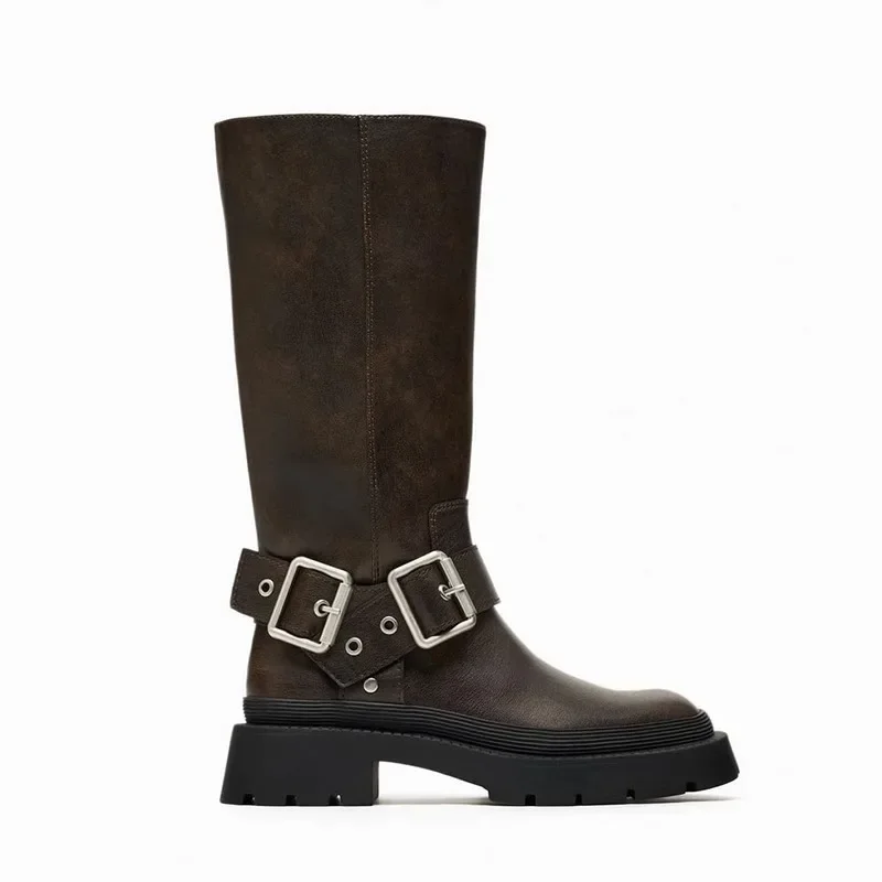 British Style Knee-High Knight Boots Round Toe Thick Heel Sole Long Botines Comfortable Soft Leather Botas Femininas
British Style Knee-High Knight Boots Round Toe Thick Heel Sole Long Botines Comfortable Soft Leather Botas Femininas