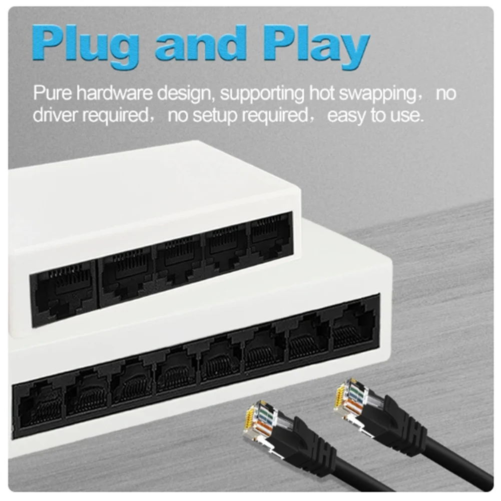 New--1000M Unmanaged Network Ethernet Switch Fast RJ45 LAN Switching Hub Ethernet Smart Desktop Switch 8 Port EU Plug Easy To Us