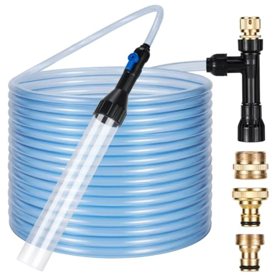Gravel Vacuum for Aquarium Fish Tank Siphon Aquarium Water Changer with Three Metal Faucet Adapter and Long Hose 50 Feet
Gravel Vacuum for Aquarium Fish Tank Siphon Aquarium Water Changer with Three Metal Faucet Adapter and Long Hose 50 Feet