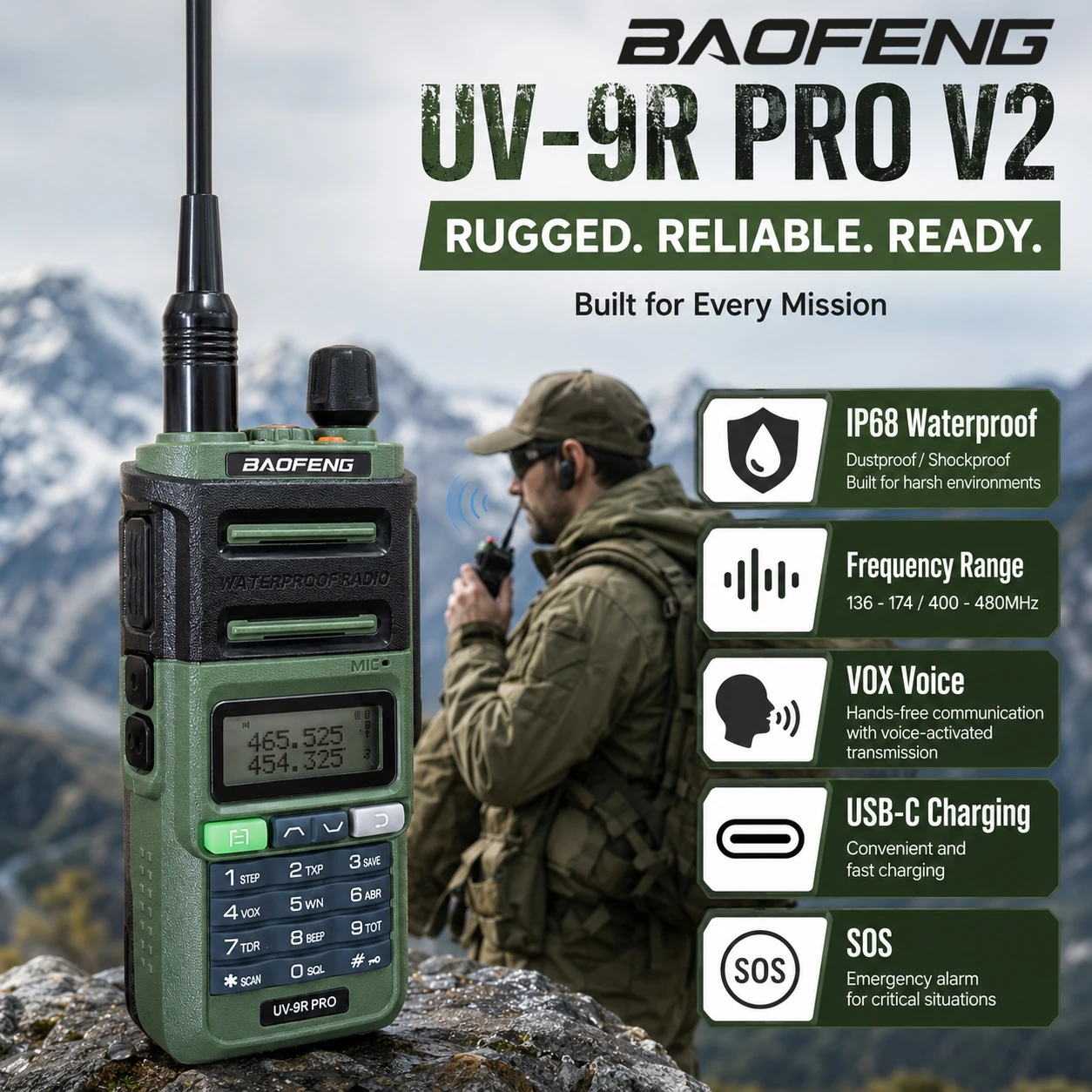 Ip68 Waterproof Baofeng Uv-9R Pro V2 8W Noaa Long Range Communication Radio For Camping And Huntingtwo-Way Radio
Ip68 Waterproof Baofeng Uv-9R Pro V2 8W Noaa Long Range Communication Radio For Camping And Huntingtwo-Way Radio