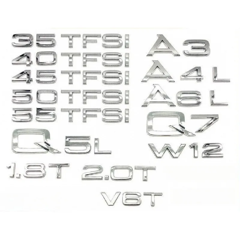 3D Chrome Glossy Black ABS TDI TFSI Car Rear Emblem Sticker for Audi A1 A3 A4 A5 A6 A6L A7 A8 S3 S6 Q3 Q5 Q7 TT S RS
3D Chrome Glossy Black ABS TDI TFSI Car Rear Emblem Sticker for Audi A1 A3 A4 A5 A6 A6L A7 A8 S3 S6 Q3 Q5 Q7 TT S RS