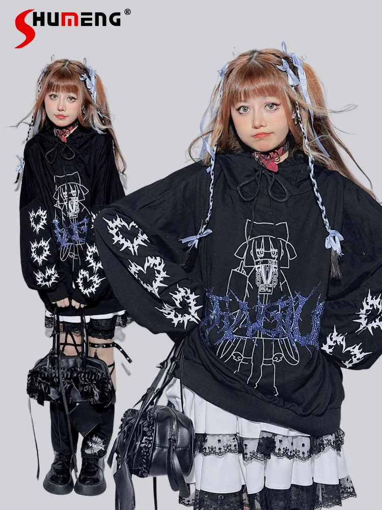 American highstreet neutral style oversized tops subculture punk printing hot diamond loose casual long-sleeve sweatshirts women
American highstreet neutral style oversized tops subculture punk printing hot diamond loose casual long-sleeve sweatshirts women