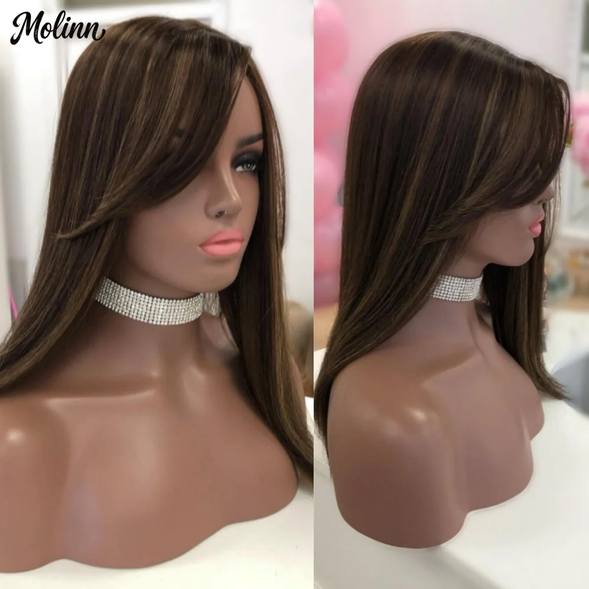 Brown Highlight Blonde With Curtain Bangs Short Bob Straight Lace Front Wig for Women Synthetic And Blend High Heat Fibre Fringe
Brown Highlight Blonde With Curtain Bangs Short Bob Straight Lace Front Wig for Women Synthetic And Blend High Heat Fibre Fringe