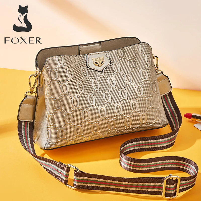 FOXER Women's Shoulder Bag Split Leather Lady Crossbody Bag Fashion Monogram Print Large Capacity Handbag Purse
FOXER Women's Shoulder Bag Split Leather Lady Crossbody Bag Fashion Monogram Print Large Capacity Handbag Purse