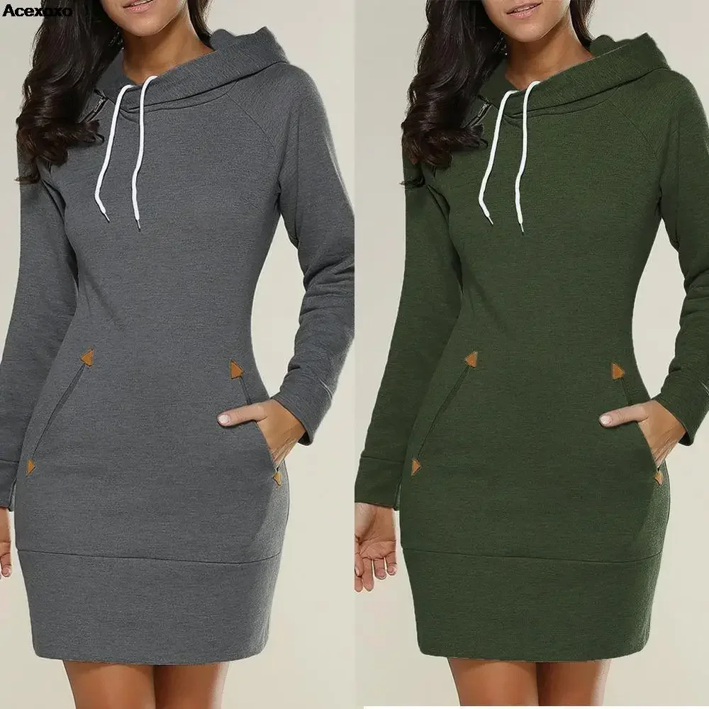 Autumn and winter new women's fashion casual solid color hooded high neck long sleeve bag hip dress
Autumn and winter new women's fashion casual solid color hooded high neck long sleeve bag hip dress