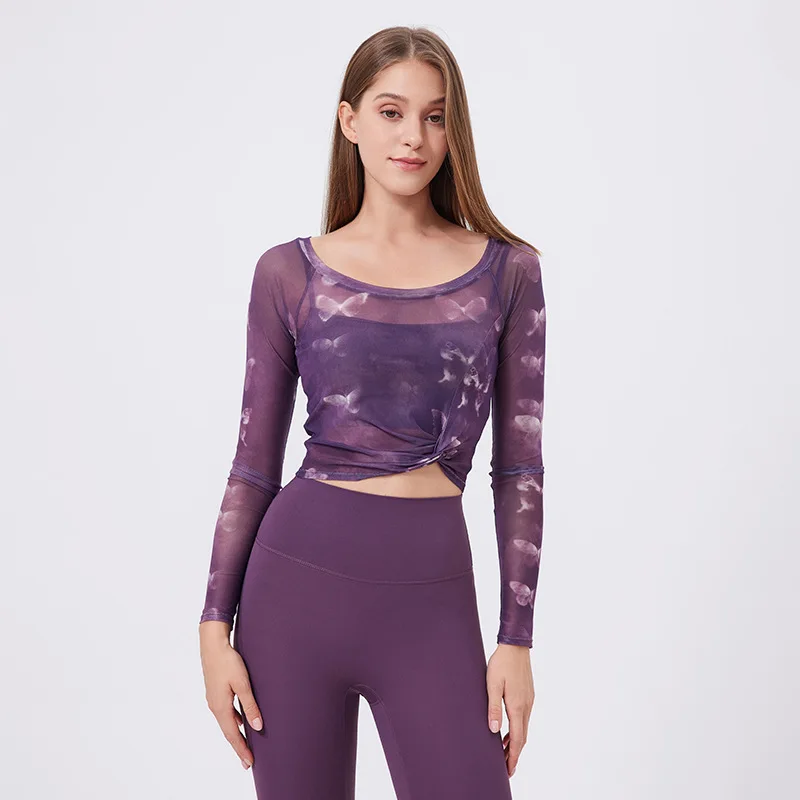 Long Sleeve With Chest Mat Mesh Yoga Clothes Flower Butterfly Fake Two Piece Sports T-shirt Quick Drying Women Top
Long Sleeve With Chest Mat Mesh Yoga Clothes Flower Butterfly Fake Two Piece Sports T-shirt Quick Drying Women Top
