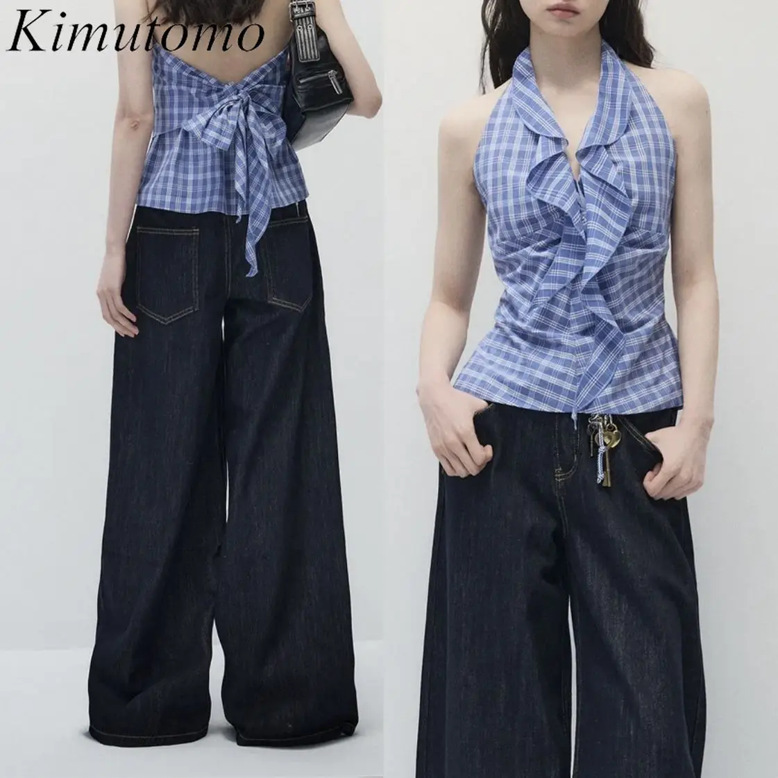 Kimutomo 2025 New Fashion American Vintage Y2k Camis Summer Design Striped Plaid V-neck Halter Backless Ribbon Tank Top
Kimutomo 2025 New Fashion American Vintage Y2k Camis Summer Design Striped Plaid V-neck Halter Backless Ribbon Tank Top