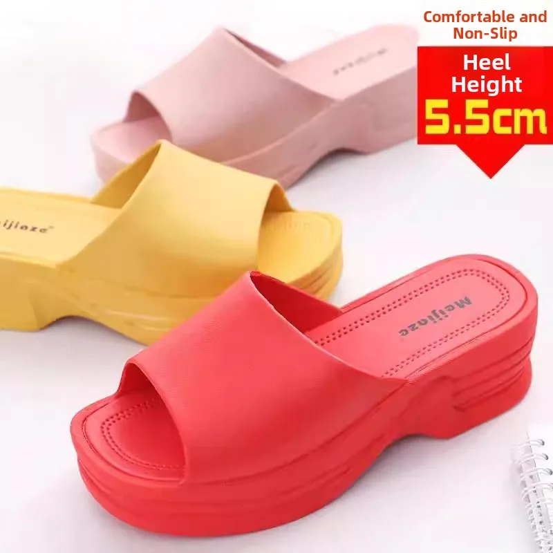 Thick Heel Slippers Women Summer Indoor Anti-Slip Home Use Platform High Heel Plastic Ladies Slope Slippers Flat Sandals
Thick Heel Slippers Women Summer Indoor Anti-Slip Home Use Platform High Heel Plastic Ladies Slope Slippers Flat Sandals