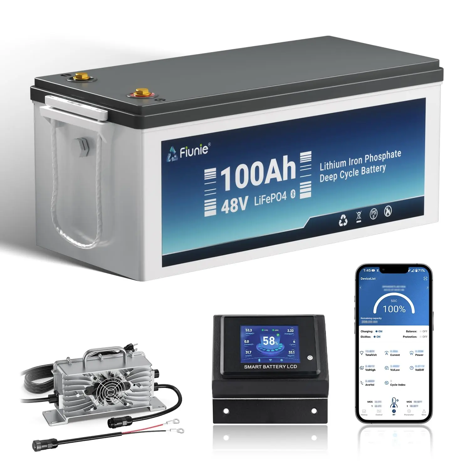 48V Lithium Battery Golf Cart Kit 18A Charger, 48V 100Ah Lifepo4 Battery with LCD Monitor, Built-in Smart 200A BMS, Max, Custom
48V Lithium Battery Golf Cart Kit 18A Charger, 48V 100Ah Lifepo4 Battery with LCD Monitor, Built-in Smart 200A BMS, Max, Custom