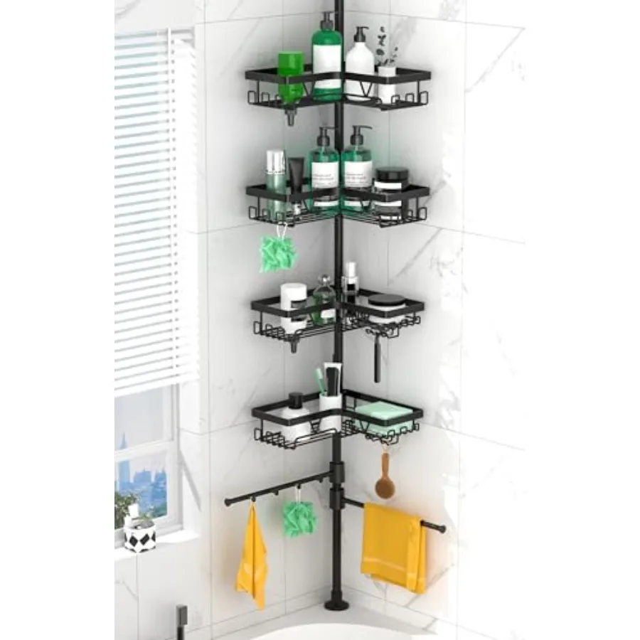 Shower Caddy Tension Pole Corner with 4 Removable Baskets and 2 Towel Bar - Expandable Shower Caddy Corner Adjustable 25-114.2
Shower Caddy Tension Pole Corner with 4 Removable Baskets and 2 Towel Bar - Expandable Shower Caddy Corner Adjustable 25-114.2