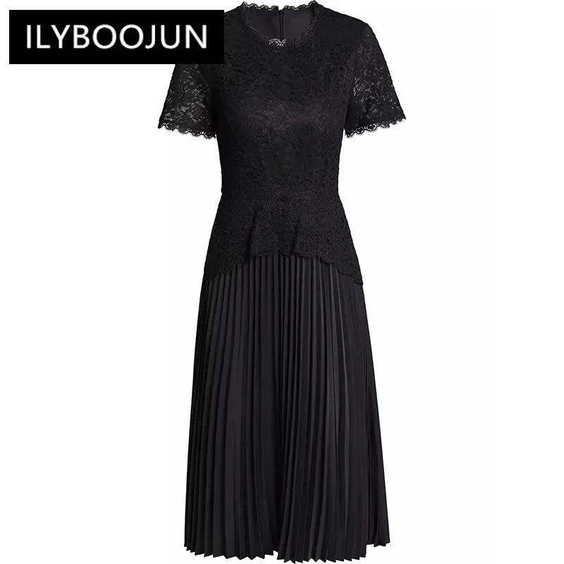 ILYBOOJUN модное женское платье, летние кружевные платья с короткими рукавами и шнуровкой, ажурные тонкие плиссированные платья
ILYBOOJUN модное женское платье, летние кружевные платья с короткими рукавами и шнуровкой, ажурные тонкие плиссированные платья