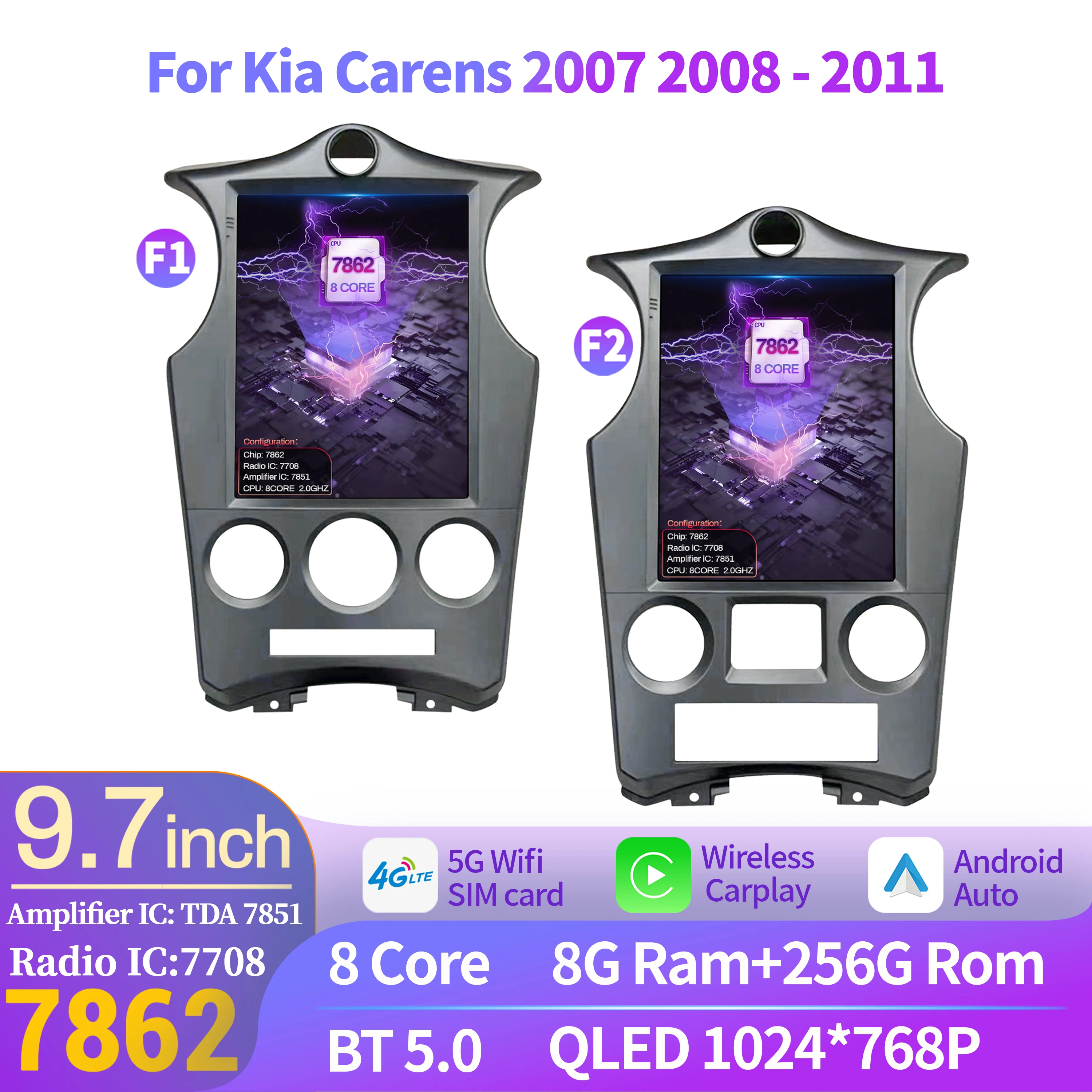 9.7inch For Kia Carens 2007 2008-2011 Car Radio Wireless BT CarPlay Android 14 GPS Navigation Multimedia QLED Screen Stereo
9.7inch For Kia Carens 2007 2008-2011 Car Radio Wireless BT CarPlay Android 14 GPS Navigation Multimedia QLED Screen Stereo