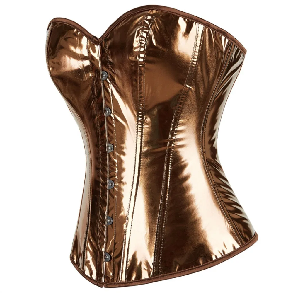 Golden Shiny PU Faux Leather Women's Overbust Corset Tops Gothic Sexy Strapless Slimming Shaper Bustiers
Golden Shiny PU Faux Leather Women's Overbust Corset Tops Gothic Sexy Strapless Slimming Shaper Bustiers