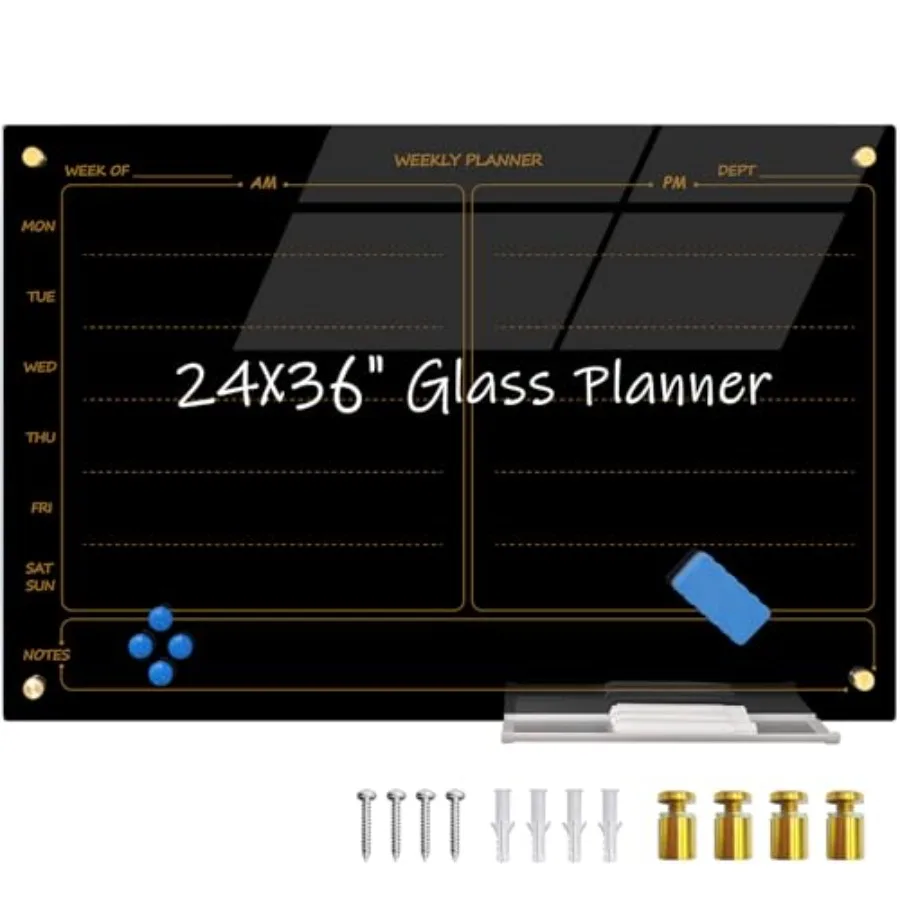 Magnetic Planner Black Glass Board 24"X36" Weekly Glass Calendar Glassboard Premium Tempered Dry Erase Boards Frameless Wall Mo
Magnetic Planner Black Glass Board 24"X36" Weekly Glass Calendar Glassboard Premium Tempered Dry Erase Boards Frameless Wall Mo