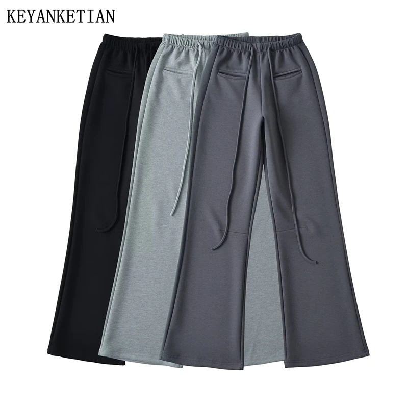 KEYANKETIAN 2025 New Women's Drawstring Elastic Waist Sweatpants Street style Solid color Straight Pants Pockets Long Trousers
KEYANKETIAN 2025 New Women's Drawstring Elastic Waist Sweatpants Street style Solid color Straight Pants Pockets Long Trousers