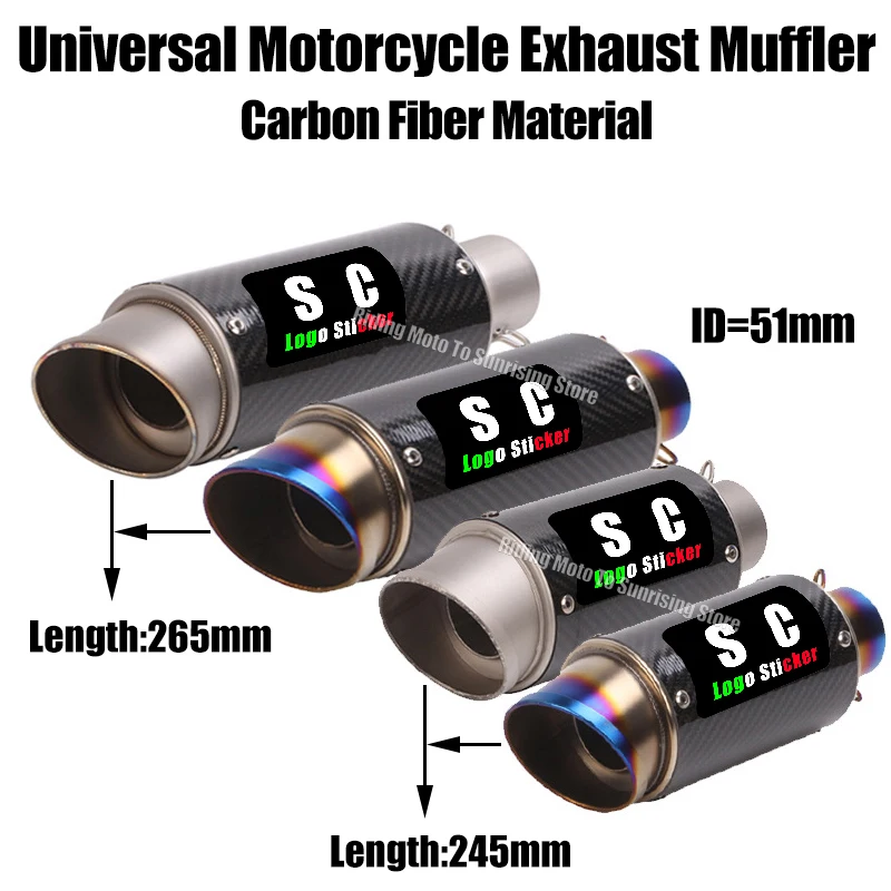 Shorter Universal 51mm Motorcycle Carbon Fiber SC Motorcycle Exhaust Muffler Escape for GP-project Race Moto Exhaust Modify Part
Shorter Universal 51mm Motorcycle Carbon Fiber SC Motorcycle Exhaust Muffler Escape for GP-project Race Moto Exhaust Modify Part