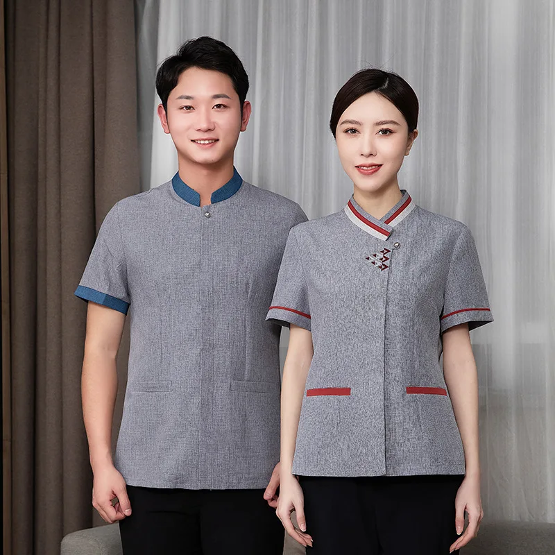 Women's short-sleeved summer cleaning workwear, property cleaning staff uniforms, hotel cleaning staff summer attire
Women's short-sleeved summer cleaning workwear, property cleaning staff uniforms, hotel cleaning staff summer attire