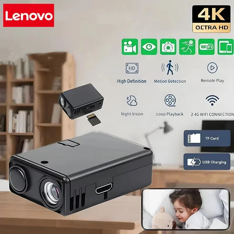 Беспроводная мини-камера видеонаблюдения Lenovo с Wi-Fi, ночным видением, датчиком движения, перезаряжаемой батареей, простым монтажом и управлением через приложение
Беспроводная мини-камера видеонаблюдения Lenovo с Wi-Fi, ночным видением, датчиком движения, перезаряжаемой батареей, простым монтажом и управлением через приложение