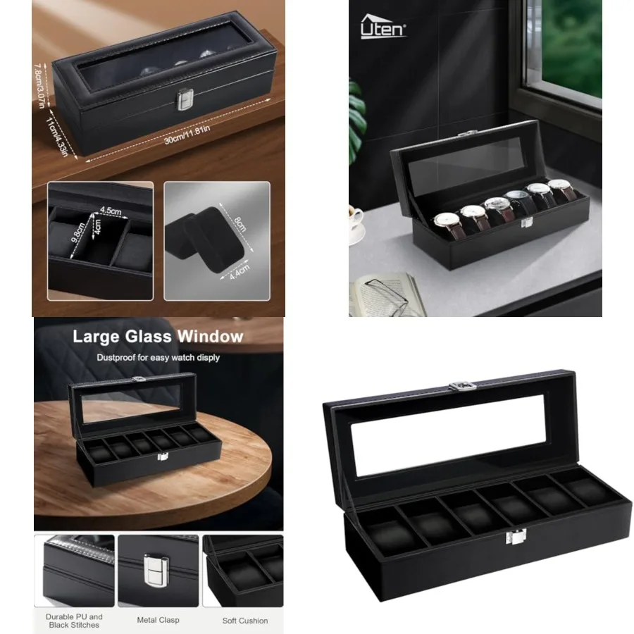 Watch Box, Watch Case, Watch Organizer Jewelry Storage with Large Glass Lid, Lining, Watch Display Box for Men Women Gift
Watch Box, Watch Case, Watch Organizer Jewelry Storage with Large Glass Lid, Lining, Watch Display Box for Men Women Gift