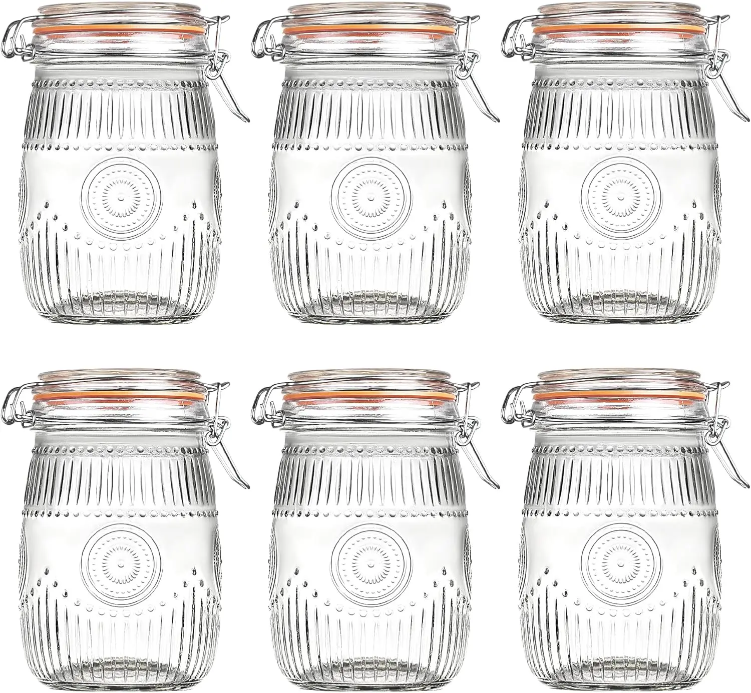 Wide Mouth Vintage Jars with Airtight Lid 32oz, Canister Quart Jars for Kitchen Storage - for Coffee, Sugar, Beans 6 Pack
Wide Mouth Vintage Jars with Airtight Lid 32oz, Canister Quart Jars for Kitchen Storage - for Coffee, Sugar, Beans 6 Pack