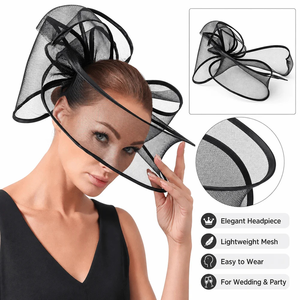 Elegant Mesh Fascinator Hat Veil Design Luxury Royal Race Hat Chapeau Hair Clip Headwear For Women
Elegant Mesh Fascinator Hat Veil Design Luxury Royal Race Hat Chapeau Hair Clip Headwear For Women