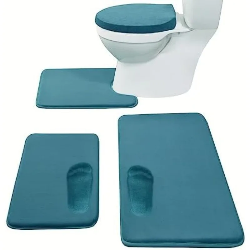 Memory Foam Bath Mat Sets 4 Piece with Toilet Lid Cover and Rug Set Combo, Bath Mat Set 3 Piece and U-Shaped Toilet Floor
Memory Foam Bath Mat Sets 4 Piece with Toilet Lid Cover and Rug Set Combo, Bath Mat Set 3 Piece and U-Shaped Toilet Floor