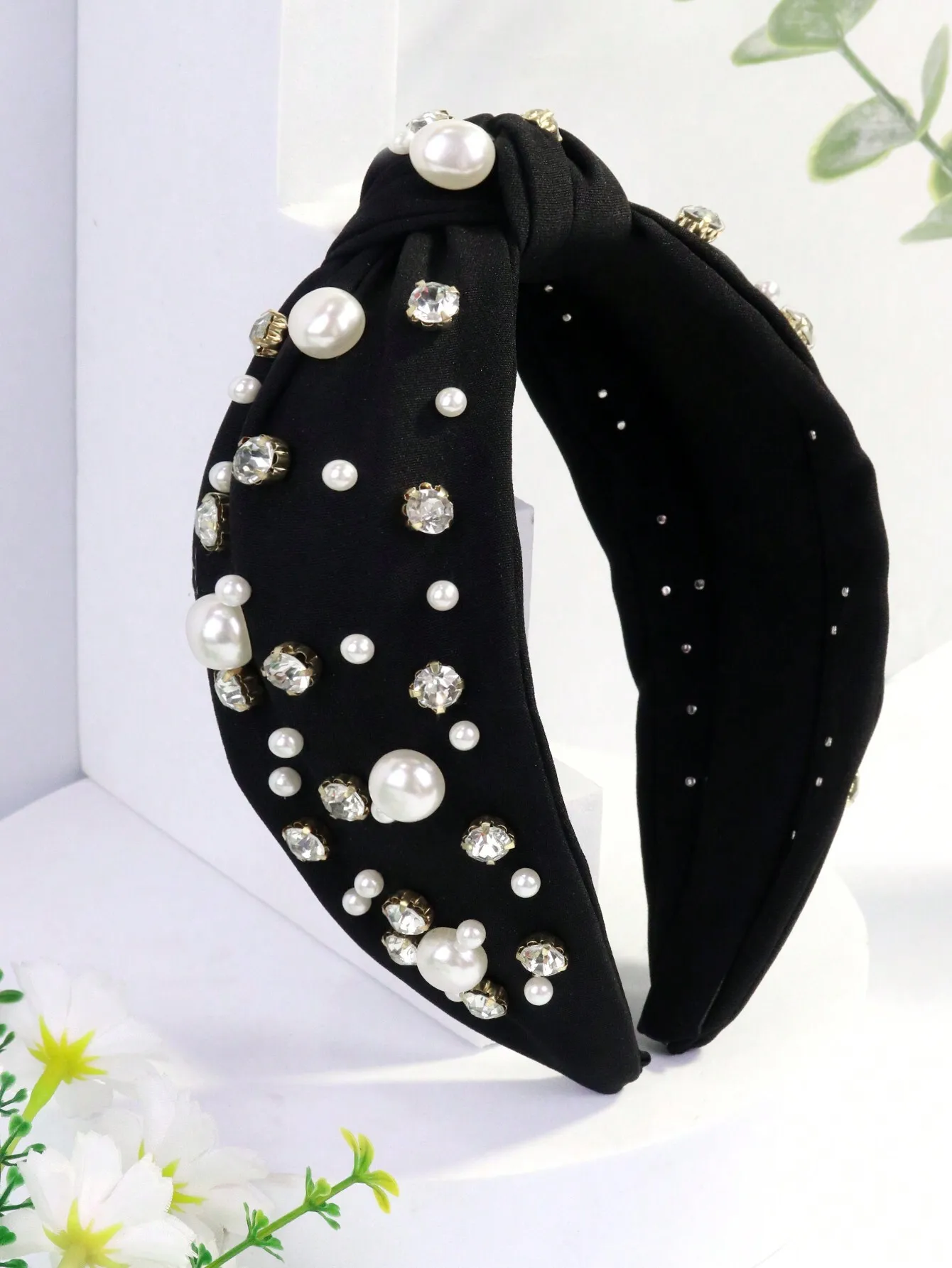 1pc Women's Wide-Brimmed Fabric Pearl & Rhinestone Headband, Minimalist Solid Color Retro Hair Accessory Hairband
1pc Women's Wide-Brimmed Fabric Pearl & Rhinestone Headband, Minimalist Solid Color Retro Hair Accessory Hairband