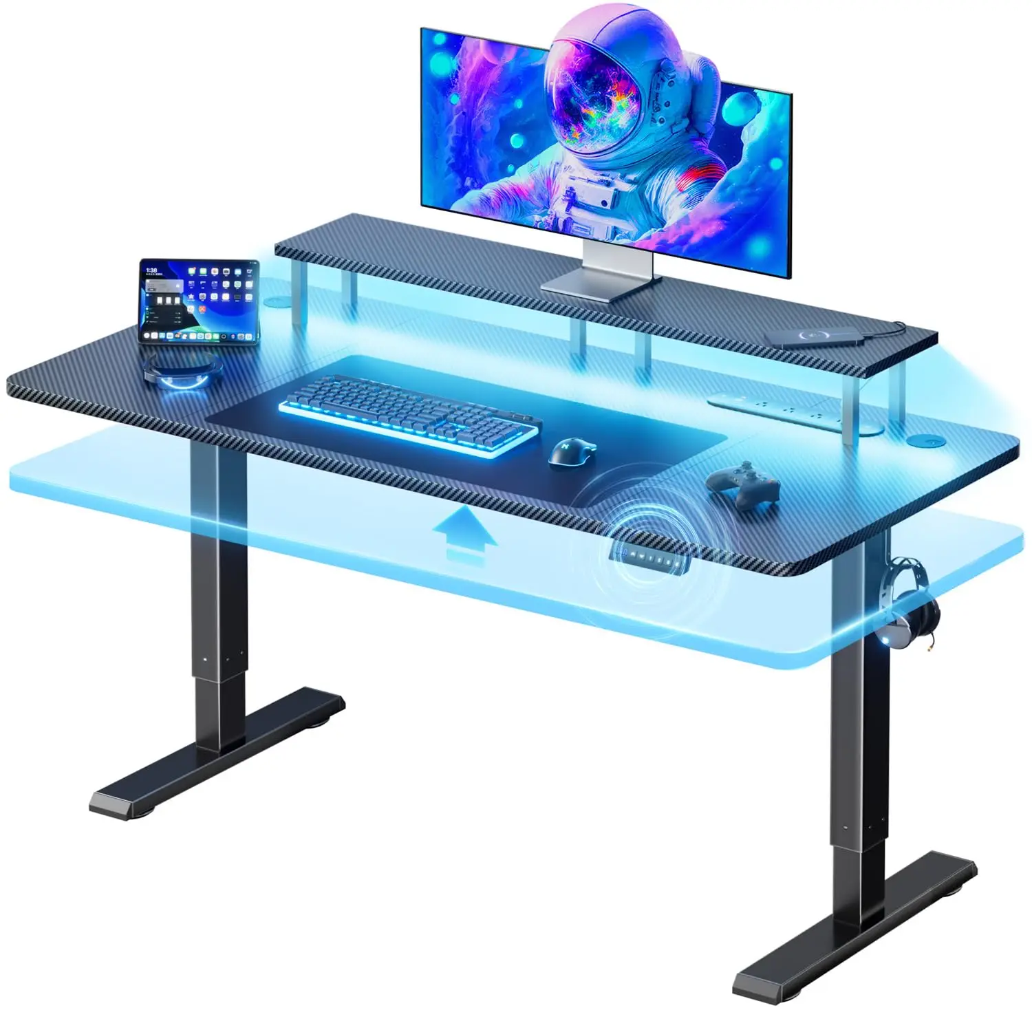 47" Height Adjustable Gaming Desk LED Lights Power Outlet Monitor Stand Home Bedroom Customized
47" Height Adjustable Gaming Desk LED Lights Power Outlet Monitor Stand Home Bedroom Customized