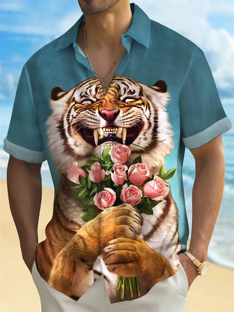 Summer Street Fashion Men's Short Sleeve Shirt 3D Tiger Print Short Sleeve Shirt Personality Men Hip Pop Casual Blouse For Men
Summer Street Fashion Men's Short Sleeve Shirt 3D Tiger Print Short Sleeve Shirt Personality Men Hip Pop Casual Blouse For Men