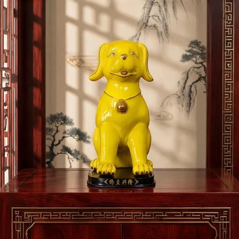 Large ceramic dog ornament yellow lucky decoration
Large ceramic dog ornament yellow lucky decoration